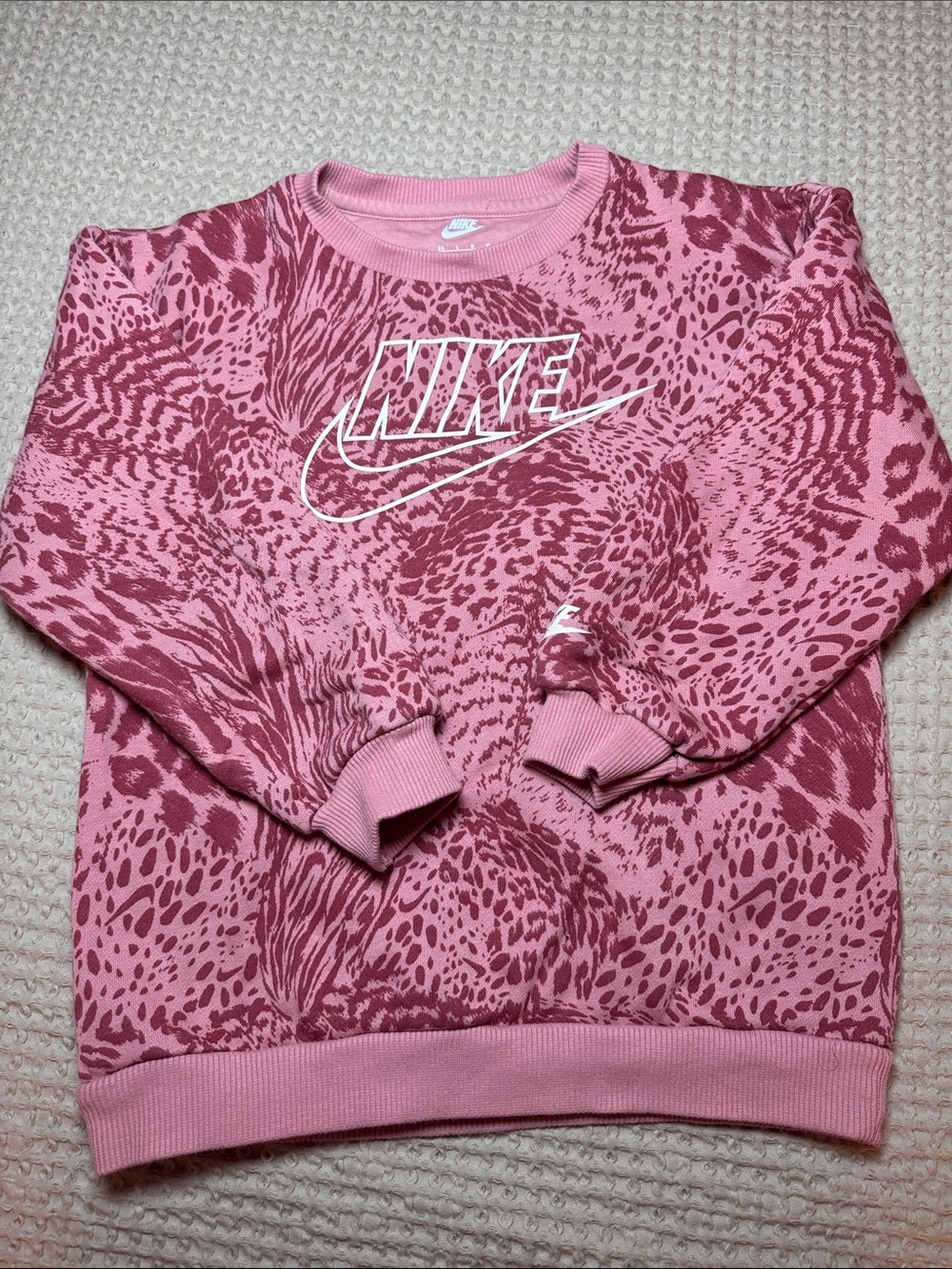 Nike Pink Animal-Print Sweatshirt with White Logo